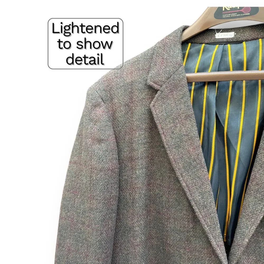 1960s Tweed Sport Coat 38R Hillary Morton ACWA Union Vintage Blazer Dark Green